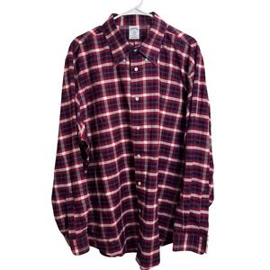 Brooks Brothers Regent Mens XXL Red Navy Plaid Non-Iron Supima Cotton Shirt